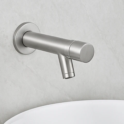 Llave Temporizada de Acero Inoxidable Satinado para Lavabos 