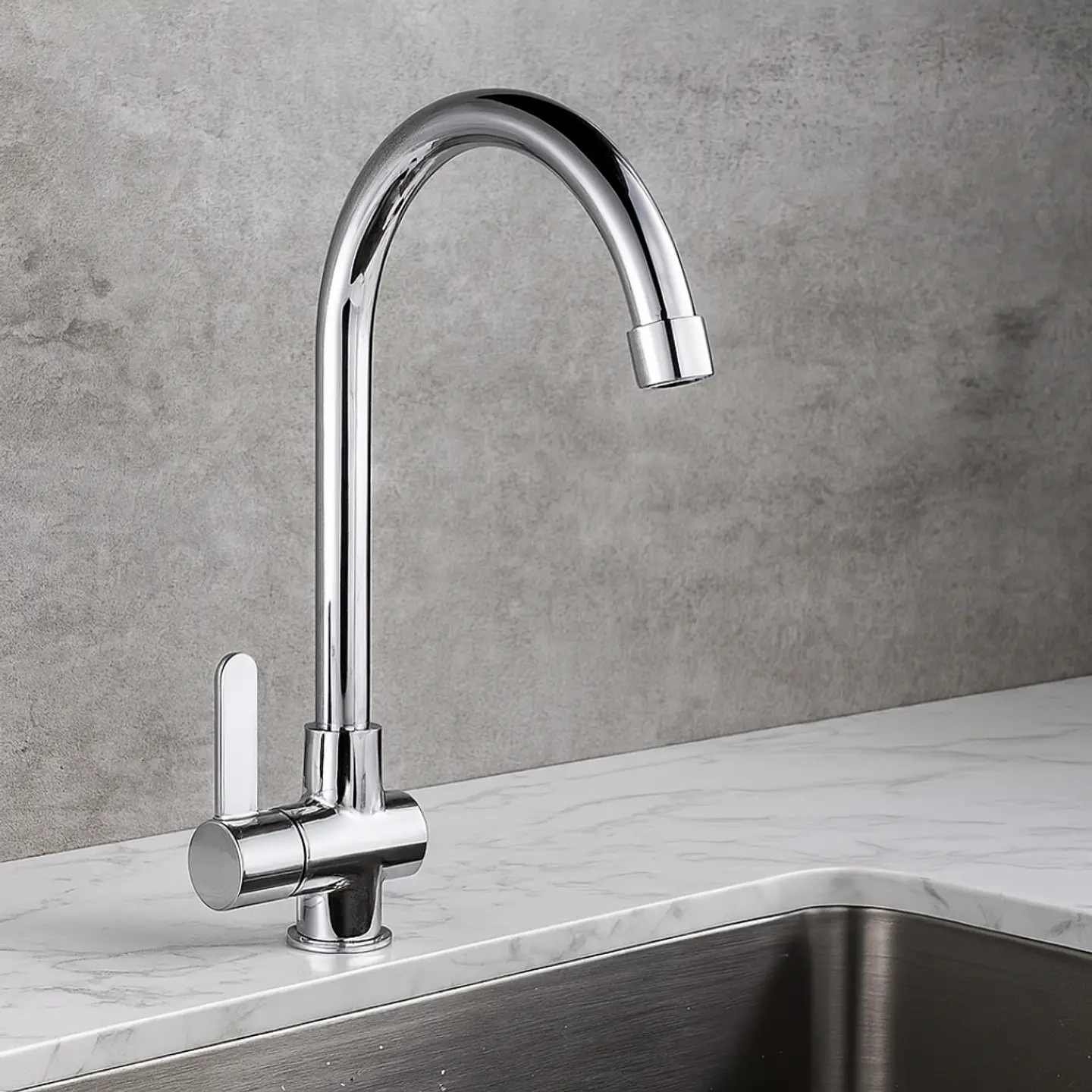 Llave Ganso para Cocina en Bronce Cromado 2