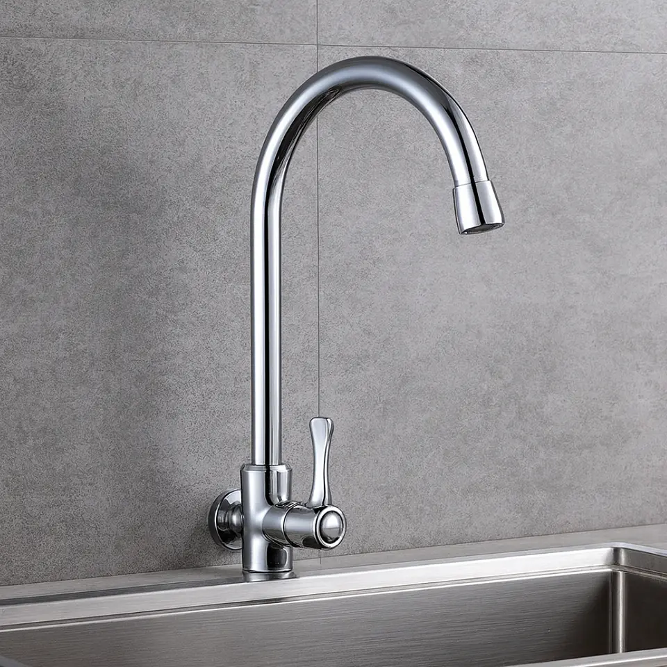 Llave Ganso para Cocina en Bronce Cromado Funcional 2
