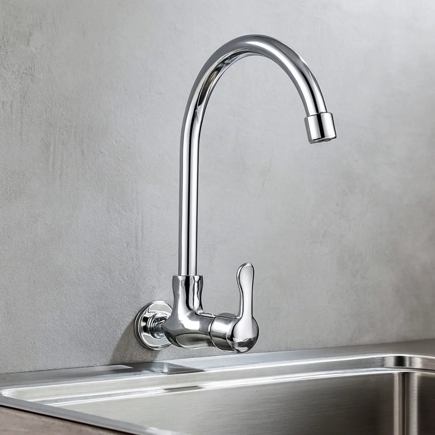 Llave Ganso para Cocina de Bronce Cromado Brillante 2