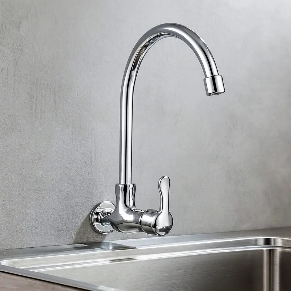 Llave Ganso para Cocina de Bronce Cromado Brillante 2