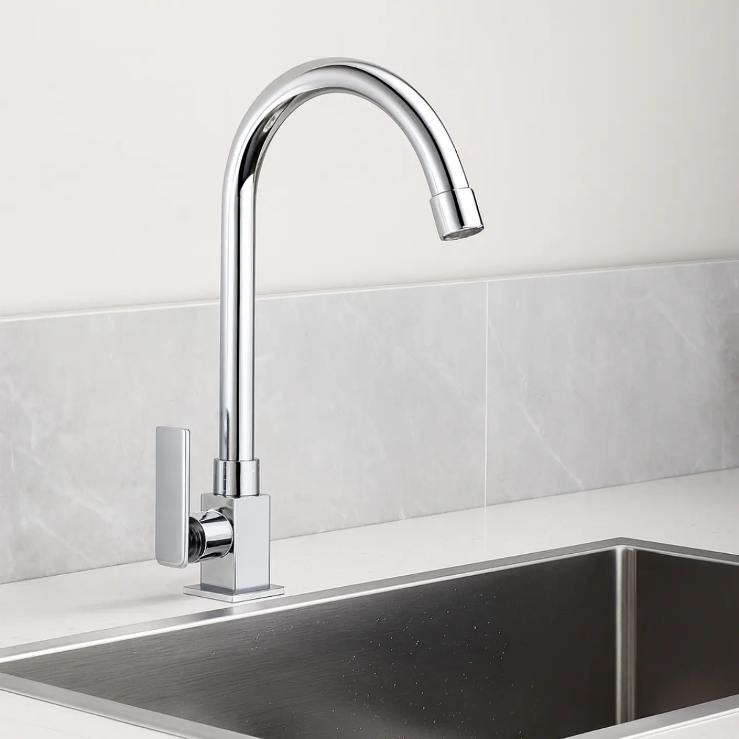 Llave Ganso para Cocina de Bronce Cromado Sofisticado 2