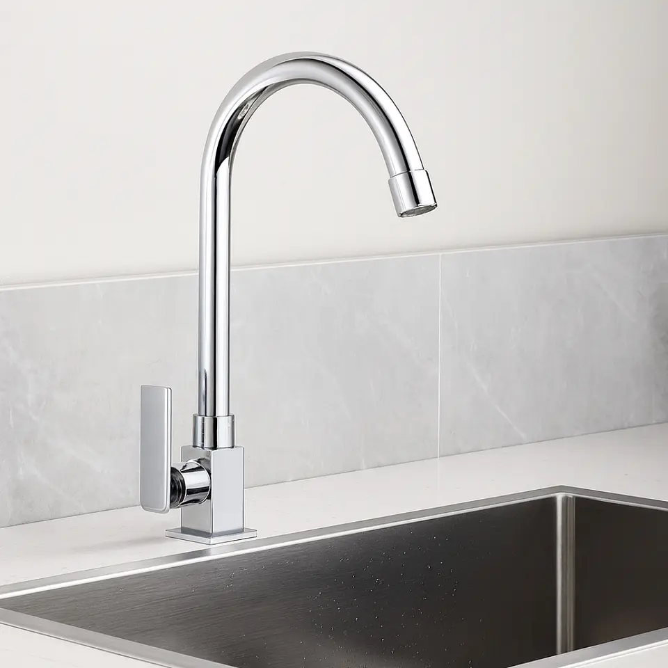 Llave Ganso para Cocina de Bronce Cromado Sofisticado 2