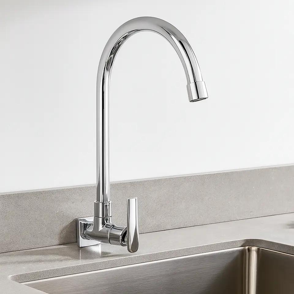 Llave Ganso para Cocina de Bronce Cromado Durable 2