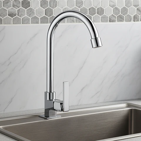 Llave Ganso para Cocina de Bronce Cromado Clásico