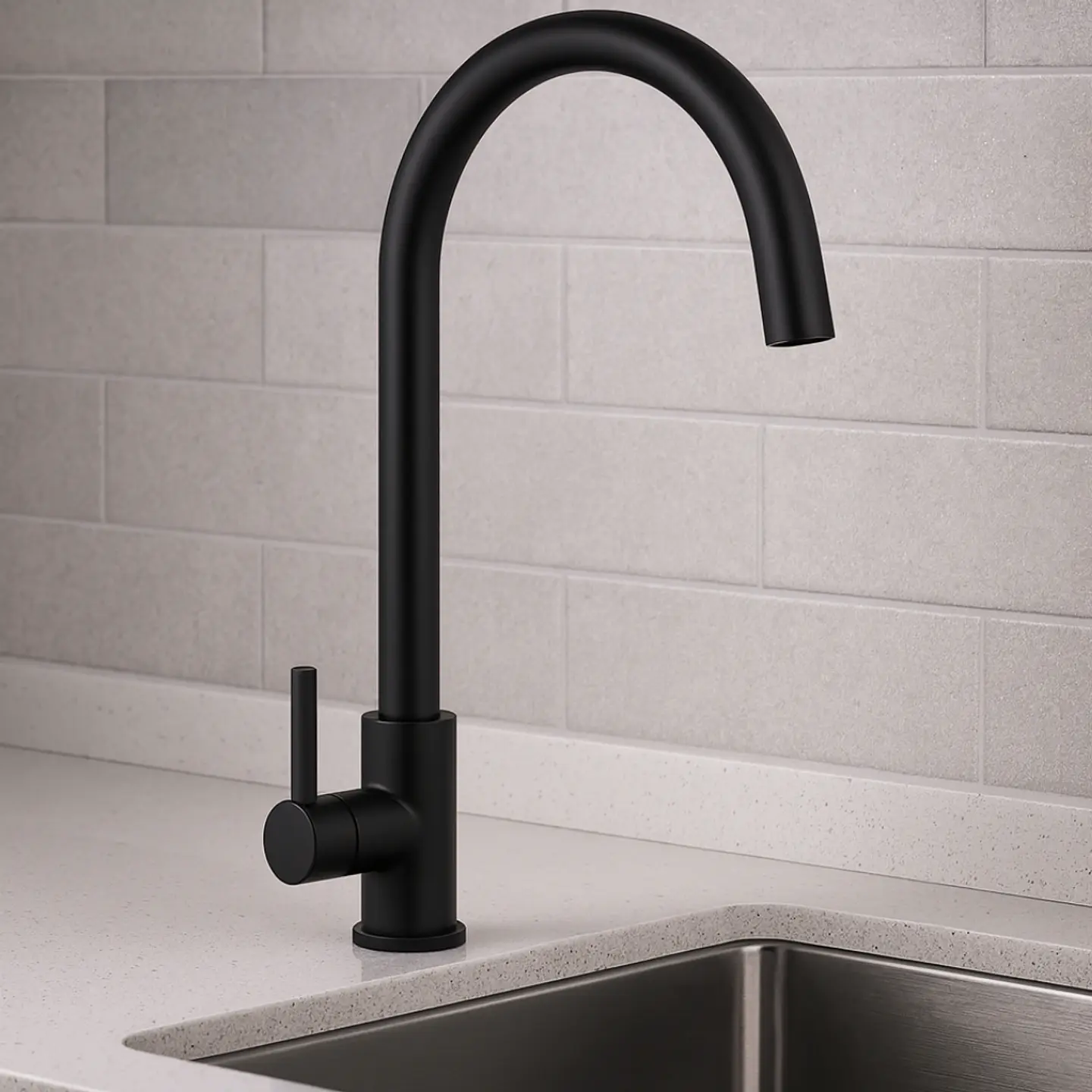Llave Ganso para Cocina de Acero Inoxidable Negro Satinado Sofisticado 2
