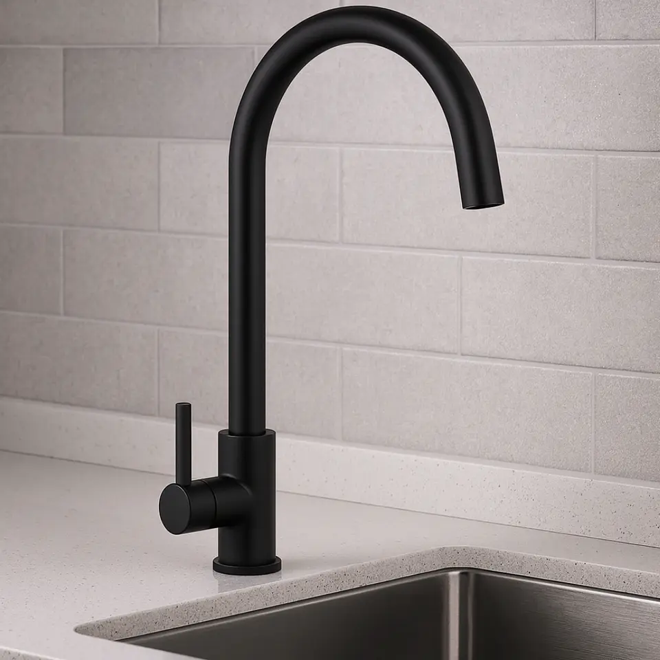 Llave Ganso para Cocina de Acero Inoxidable Negro Satinado Sofisticado 2
