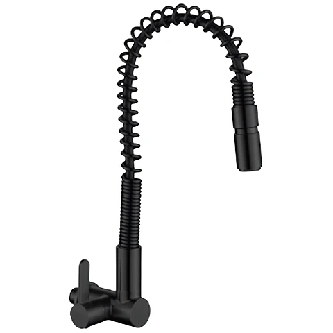 Llave Ganso para Cocina con Resorte de Acero Inoxidable Negro