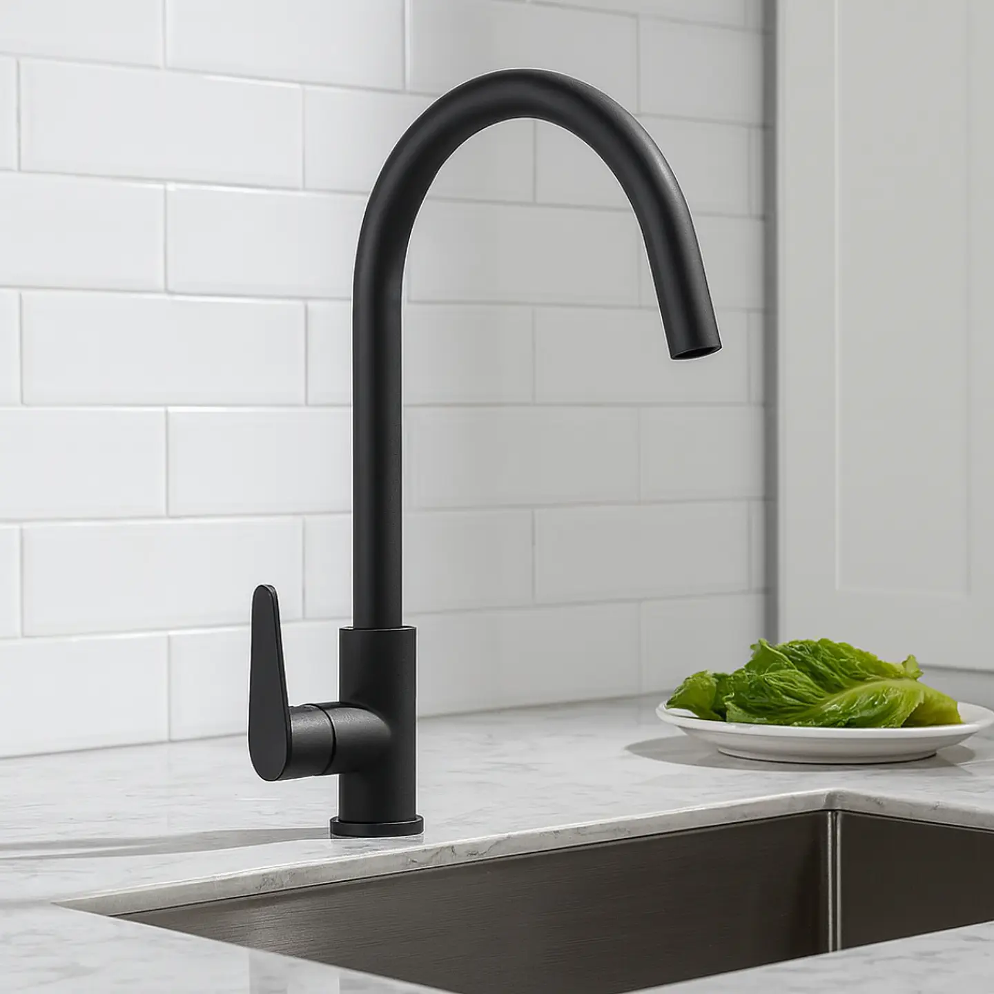 Llave Ganso para Cocina de Acero Inoxidable Negro Mate Minimalista 2