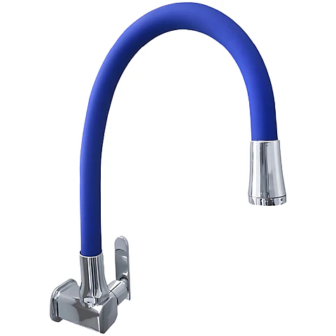 Llave Ganso para Cocina de Bronce Cromado Azul Flexible