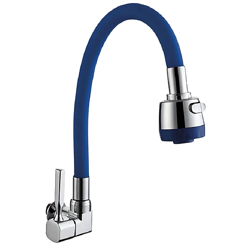 Llave Ganso para Cocina de Acero Cromado Azul Flexible