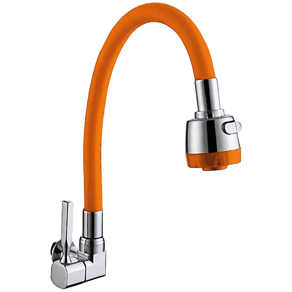 Llave Ganso para Cocina de Acero Cromado Naranja Flexible 1