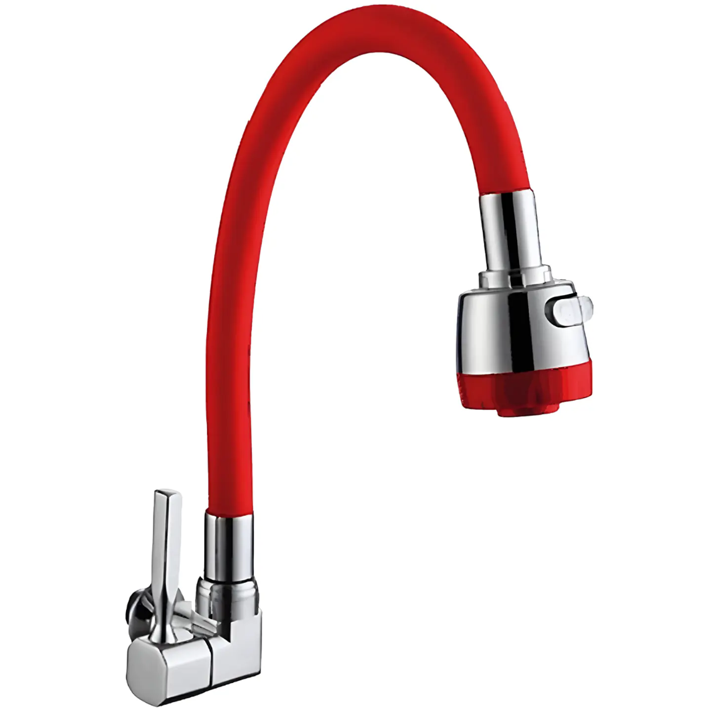 Llave Ganso para Cocina de Acero Cromado Rojo Flexible 1