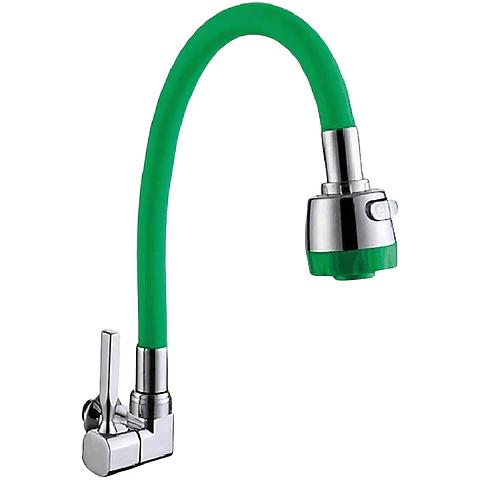 Llave Ganso para Cocina de Acero Cromado Verde Flexible
