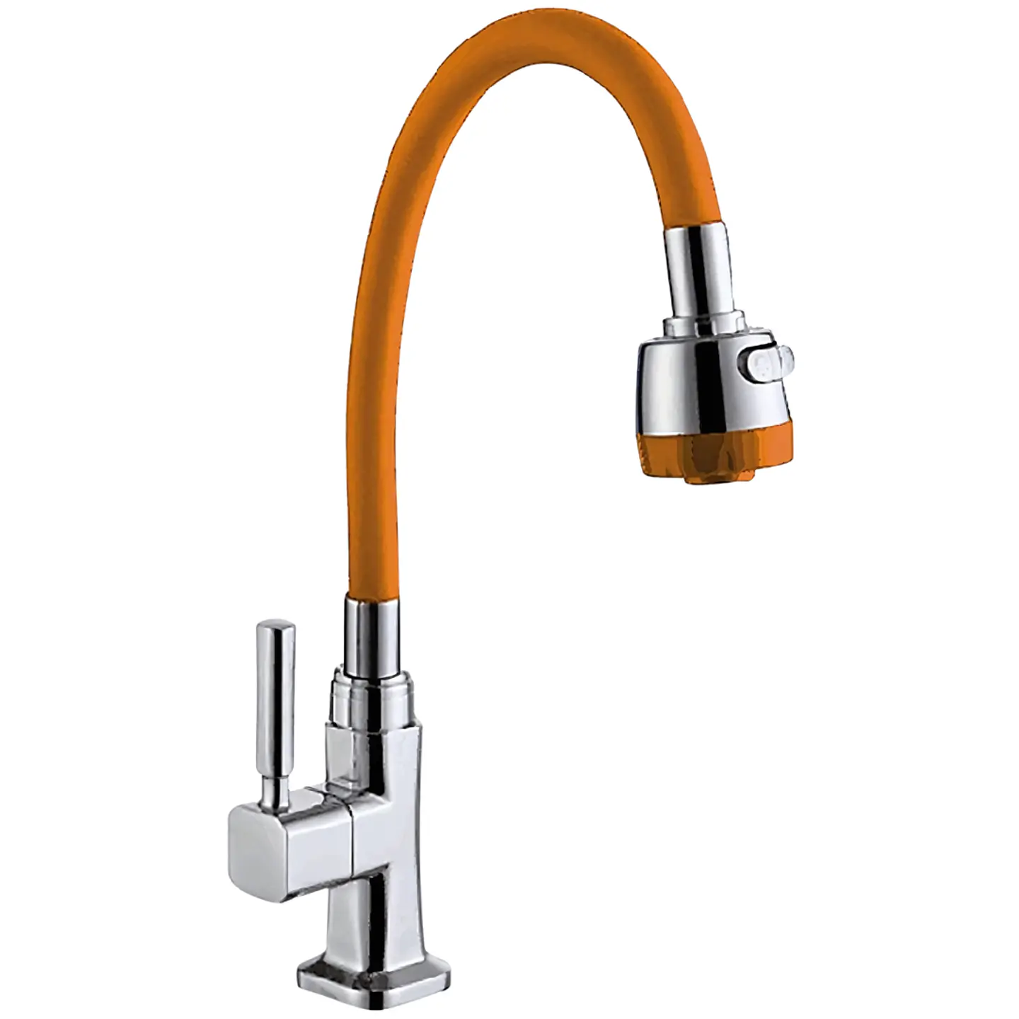 Llave Ganso para Cocina de Bronce Cromado Naranja Flexible Moderno 1