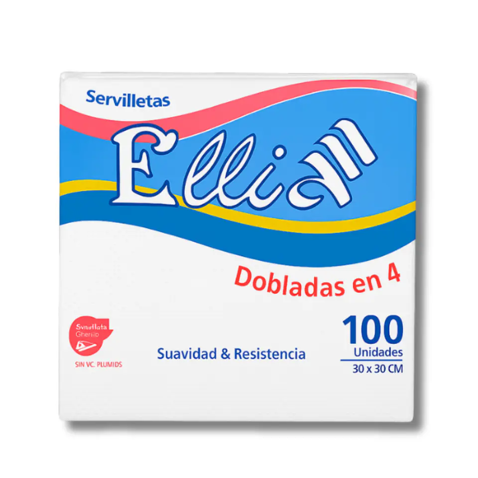 Pack 100 Servilletas Dobladas en 4 Ellia 30x30 cm Bolsa de 6 paquetes 1
