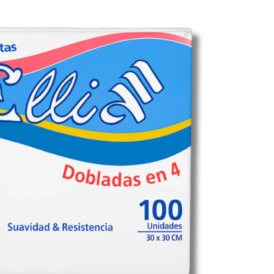 Pack 100 Servilletas Dobladas en 4 Ellia 30x30 cm Bolsa de 6 paquetes 2