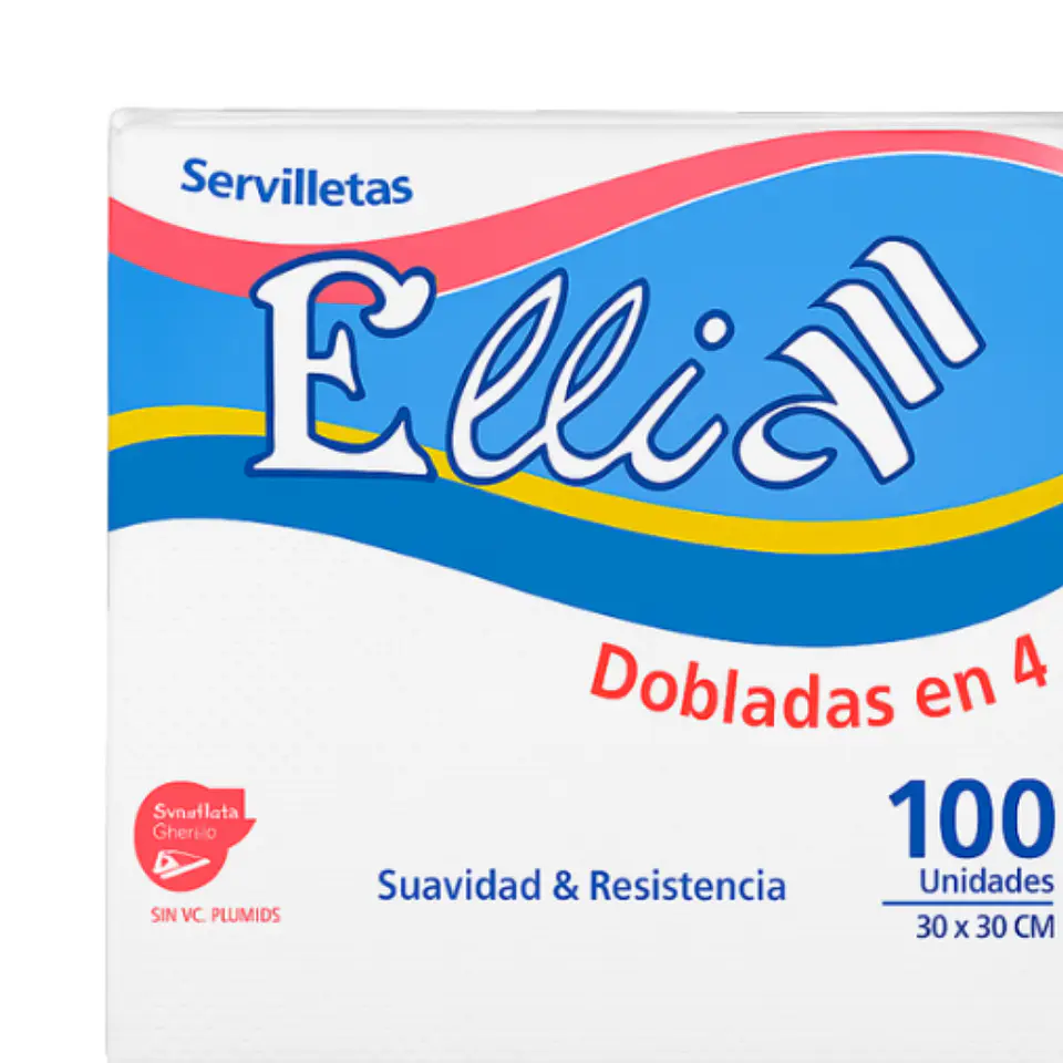 Pack 100 Servilletas Dobladas en 4 Ellia 30x30 cm Bolsa de 6 paquetes 3