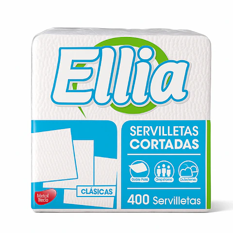 Pack 400 Servilletas Ellia 15x15 cm 100% Celulosa Bolsa de 6 paquetes