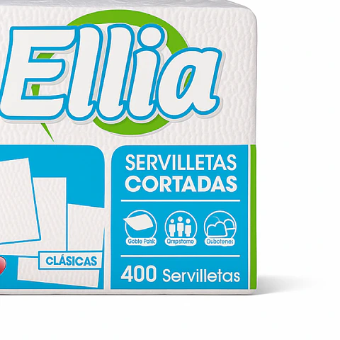 Pack 400 Servilletas Ellia 15x15 cm 100% Celulosa Bolsa de 6 paquetes