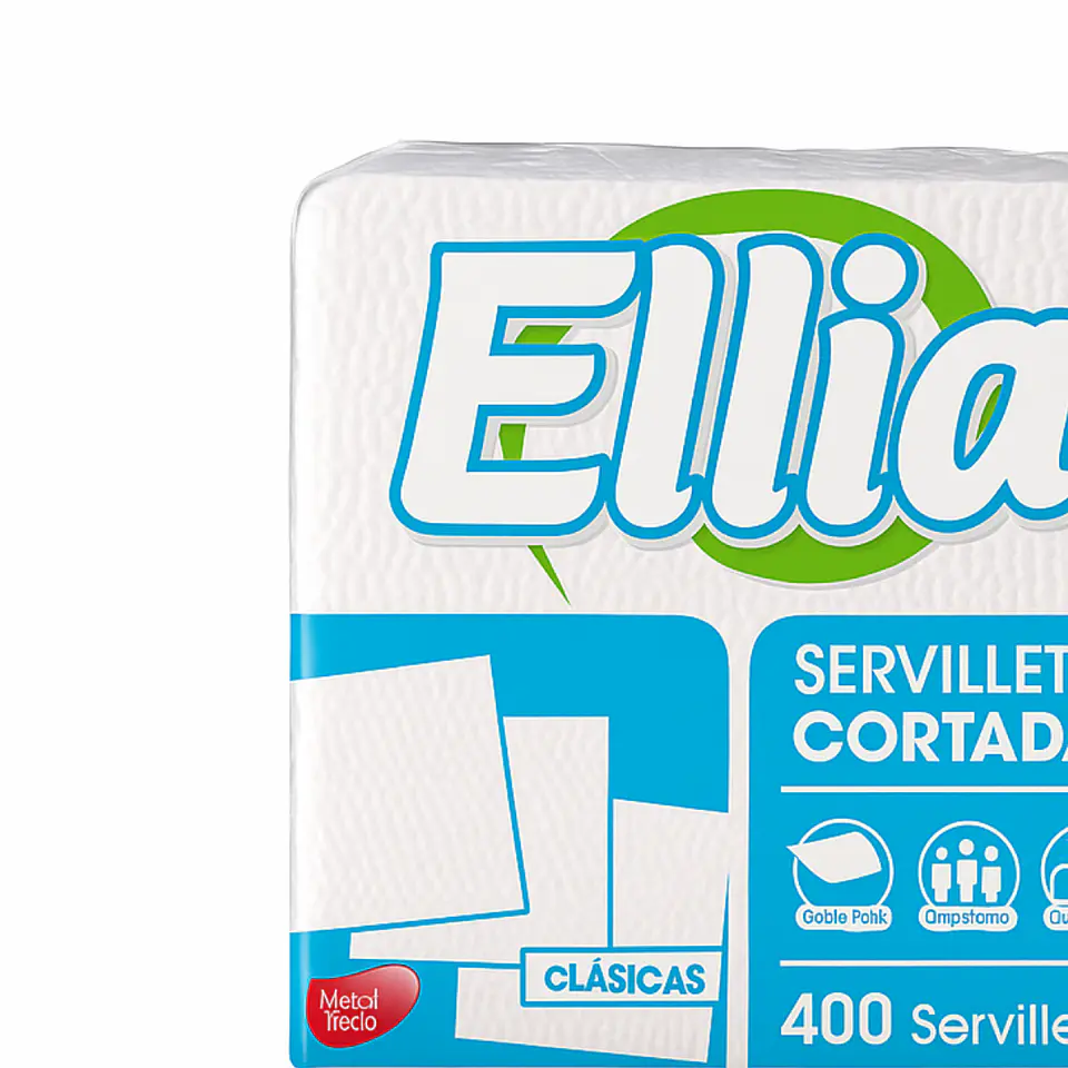 Pack 400 Servilletas Ellia 15x15 cm 100% Celulosa Bolsa de 6 paquetes 3