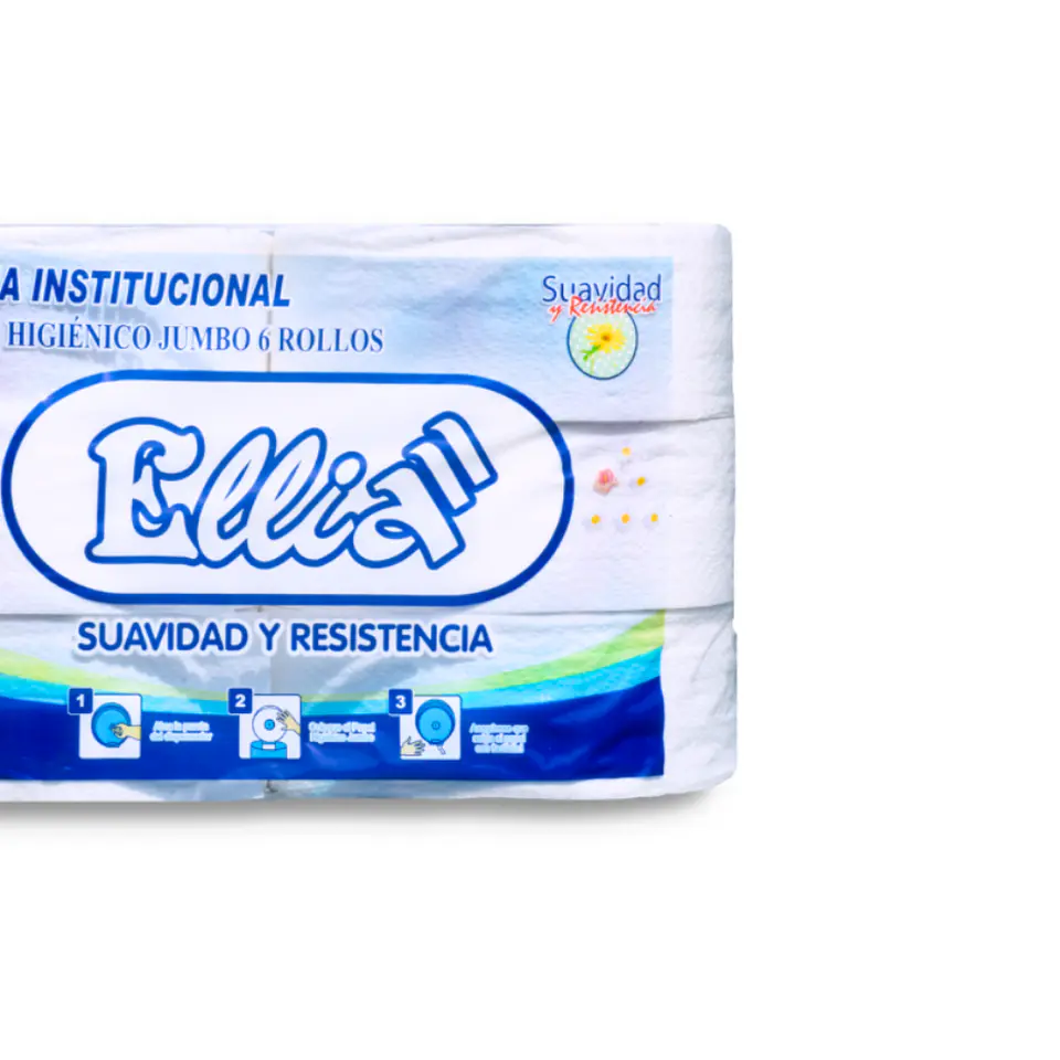 Papel Higiénico Jumbo Ellia 300 mt 100% Celulosa Bolsa por 6 Rollos  3