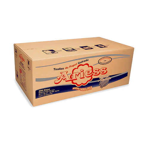 Papel Toalla Interfoliado Doble Hoja Ariess Caja x 20 Paquetes