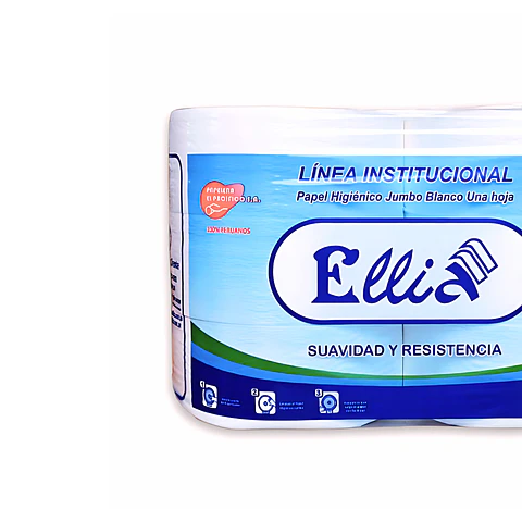 Papel Higiénico Jumbo Ellia 400 mt 100% Celulosa Bolsa por 6 Rollos 