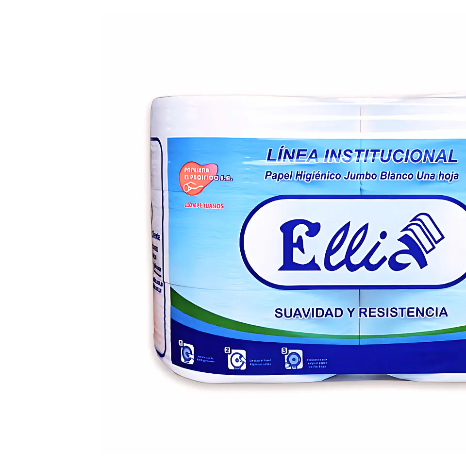 Papel Higiénico Jumbo Ellia 400 mt 100% Celulosa Bolsa por 6 Rollos  2