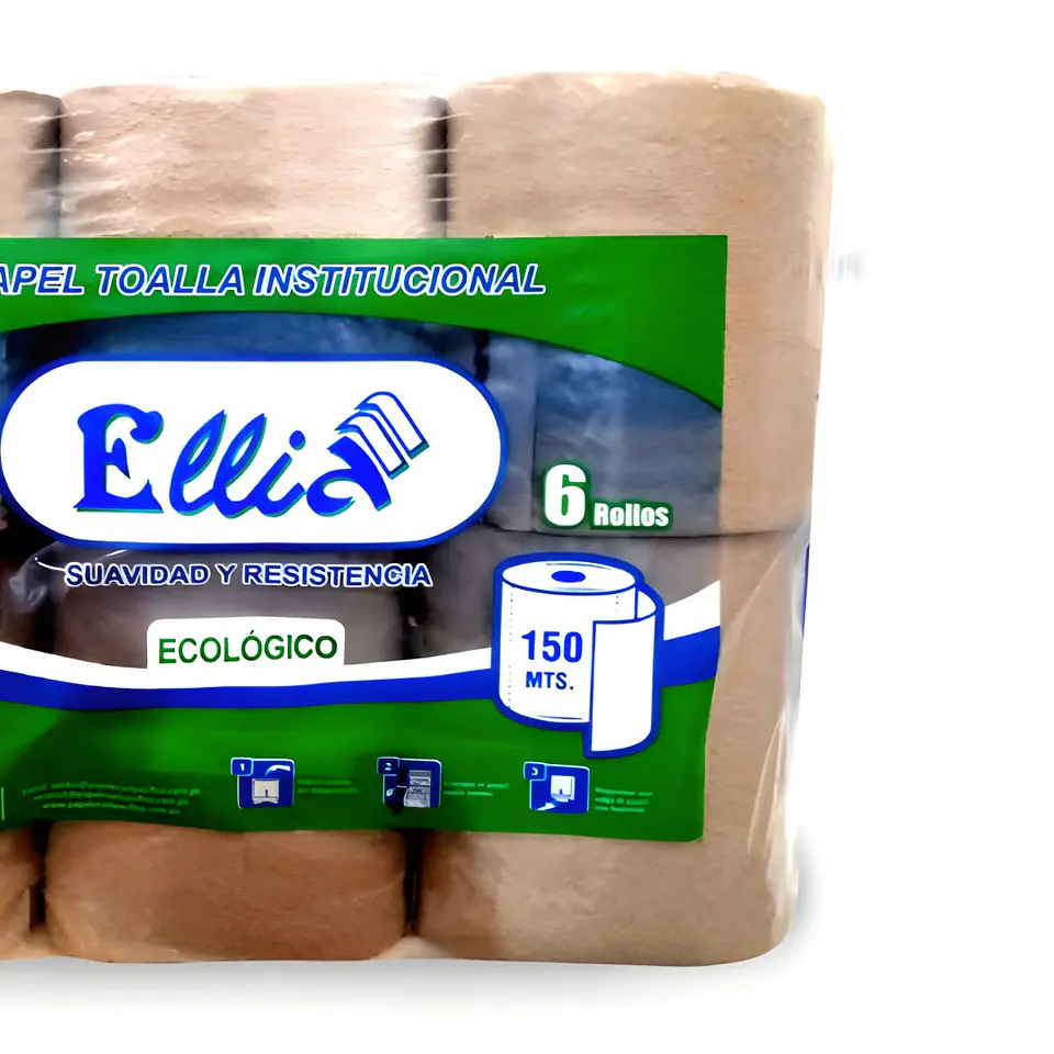 Papel Toalla Institucional Ellia Ecológico 150 m x 6 rollos 3