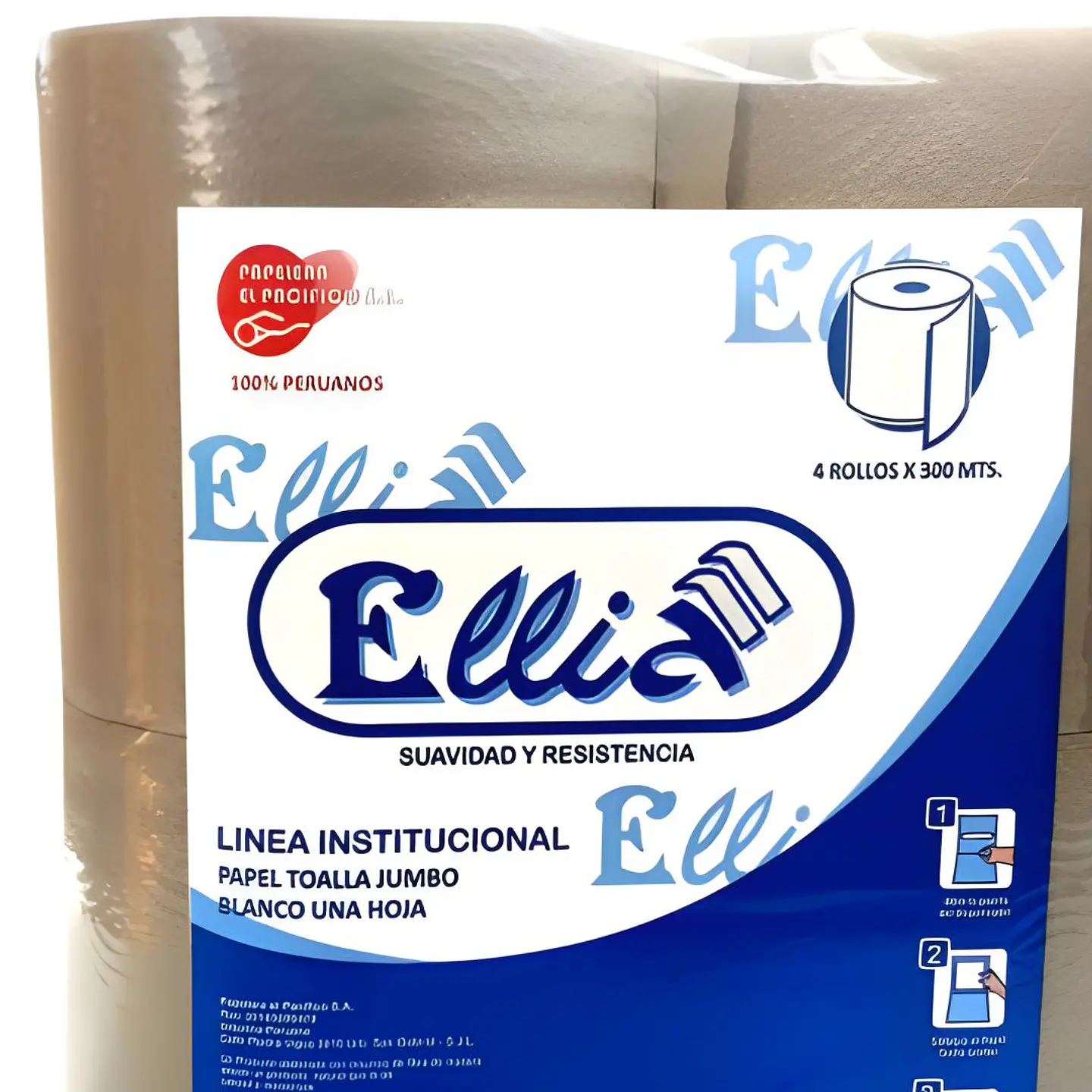 Papel Toalla Institucional Ellia Jumbo Ecológico 4 Rollos x 300 m 2