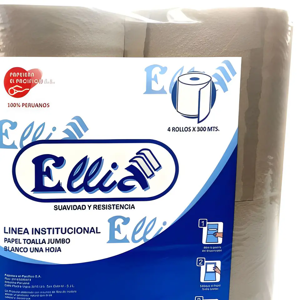 Papel Toalla Institucional Ellia Jumbo Ecológico 4 Rollos x 300 m 3