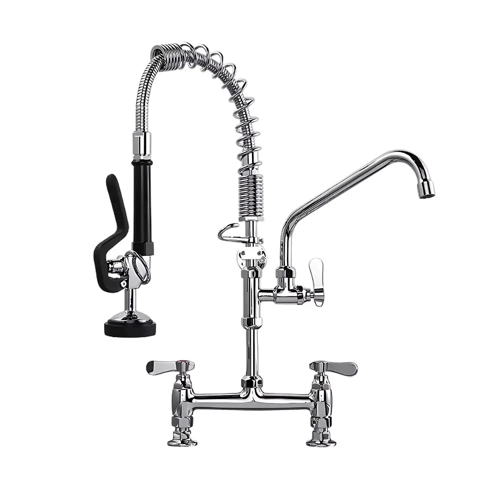 Grifería Industrial Cromada de Doble Mando 1