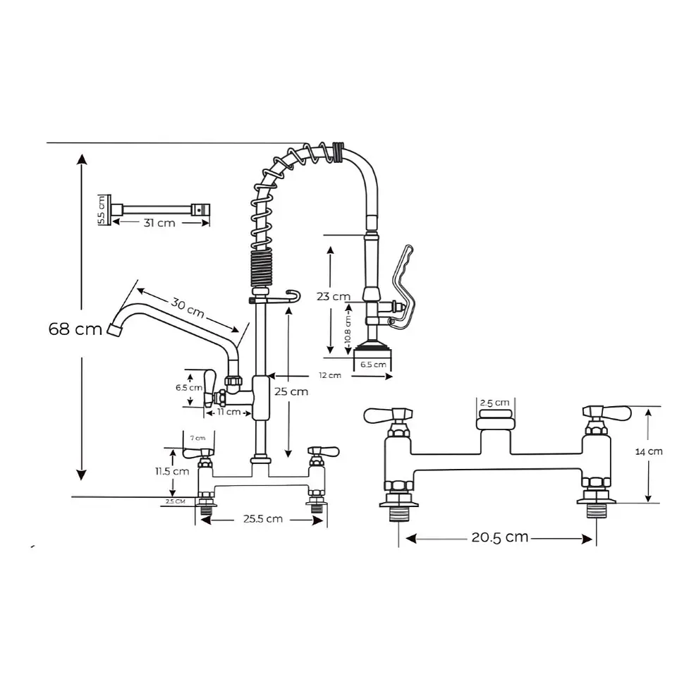 Grifería Industrial Cromada de Doble Mando 3