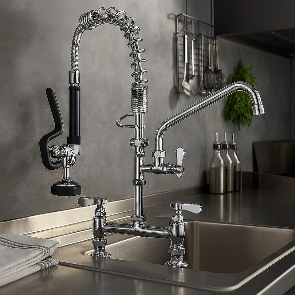 Grifería Industrial de Pared Cromada 2