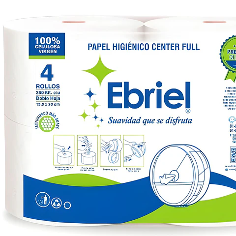 Papel Higiénico Center Pull Ebriel 250 m x 4 Rollos Doble Hoja
