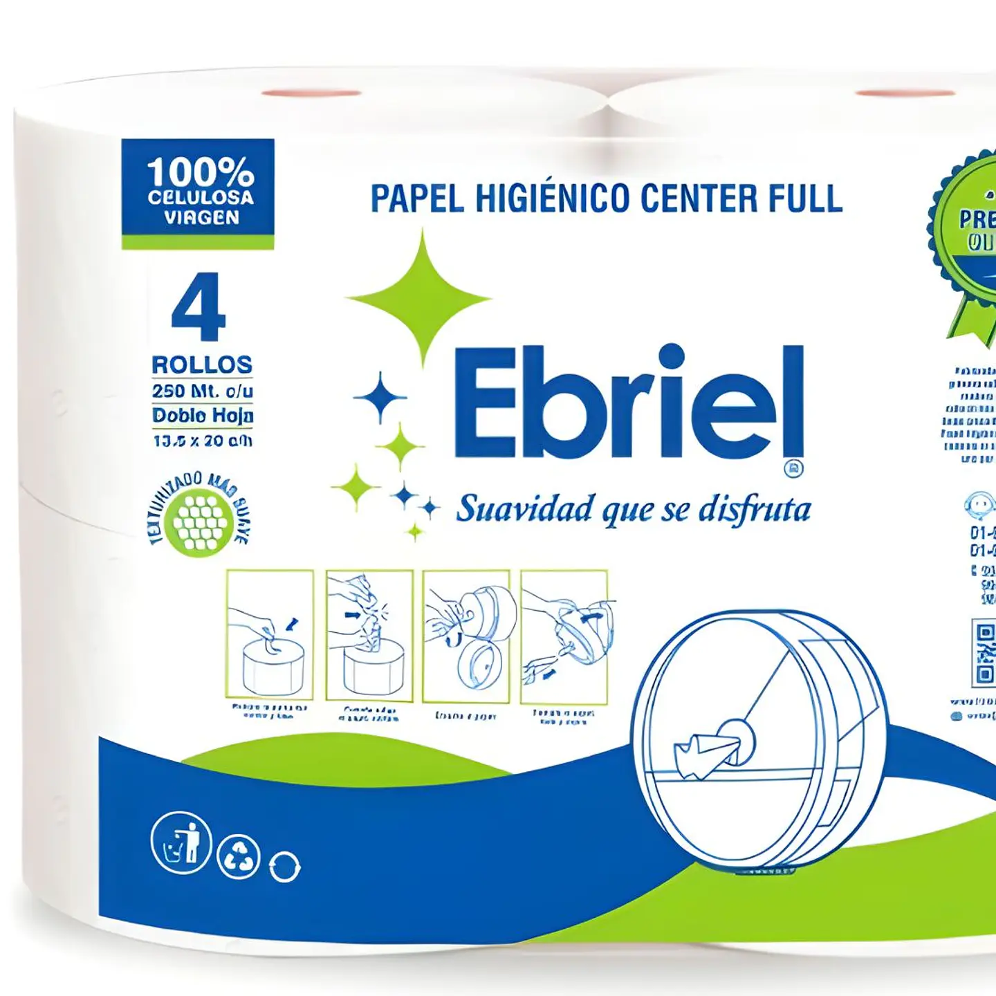 Papel Higiénico Center Pull Ebriel 250 m x 4 Rollos Doble Hoja 2