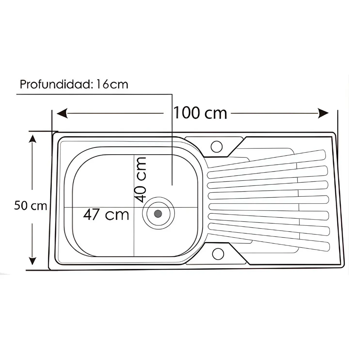 Lavadero 1 Poza con Escurridor Acero Inoxidable WLA10050J 3