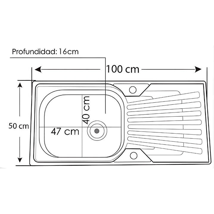 Lavadero 1 Poza con Escurridor Acero Inoxidable 3