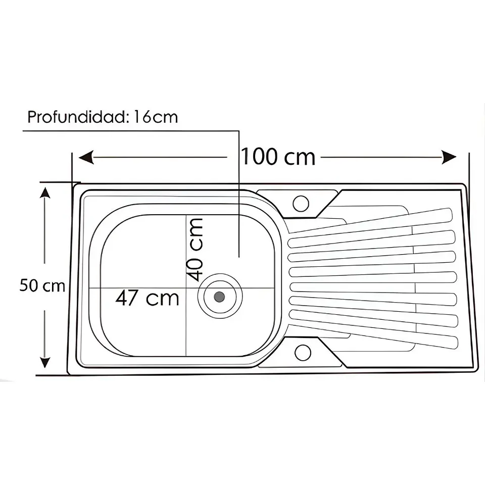 Lavadero 1 Poza con Escurridor Acero Inoxidable WLA10050J 3