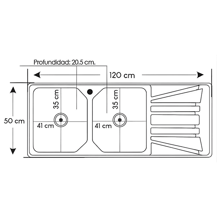 Lavadero 2 Pozas con Escurridor Acero Inoxidable 2
