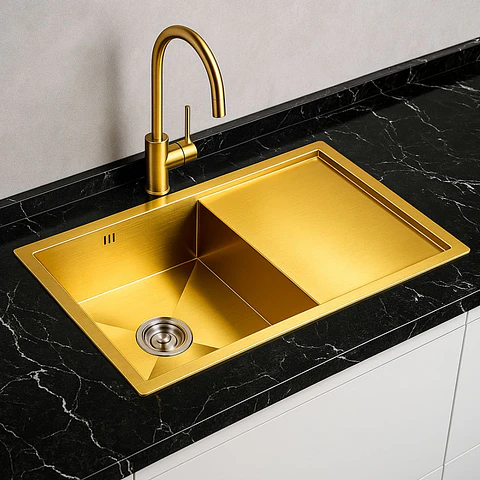 Lavadero con Escurridor Acero Inoxidable Dorado
