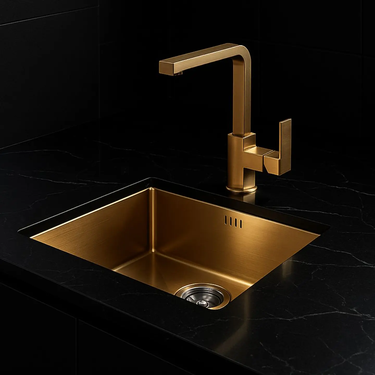 Lavadero 1 Poza Acero Inoxidable Dorado US07-5045 2