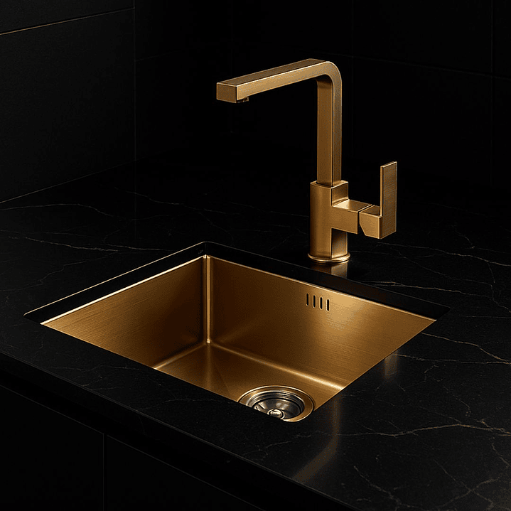 Lavadero 1 Poza Acero Inoxidable Dorado  2