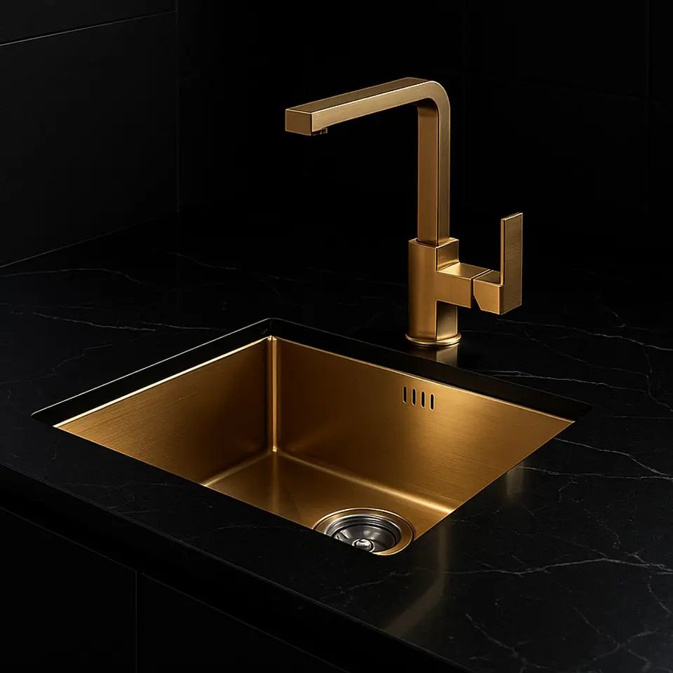 Lavadero 1 Poza Acero Inoxidable Dorado US07-5045 2