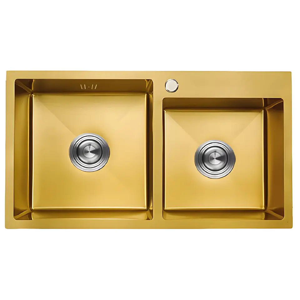 Lavadero 2 Pozas Acero Inoxidable Dorado UD07-8245 1