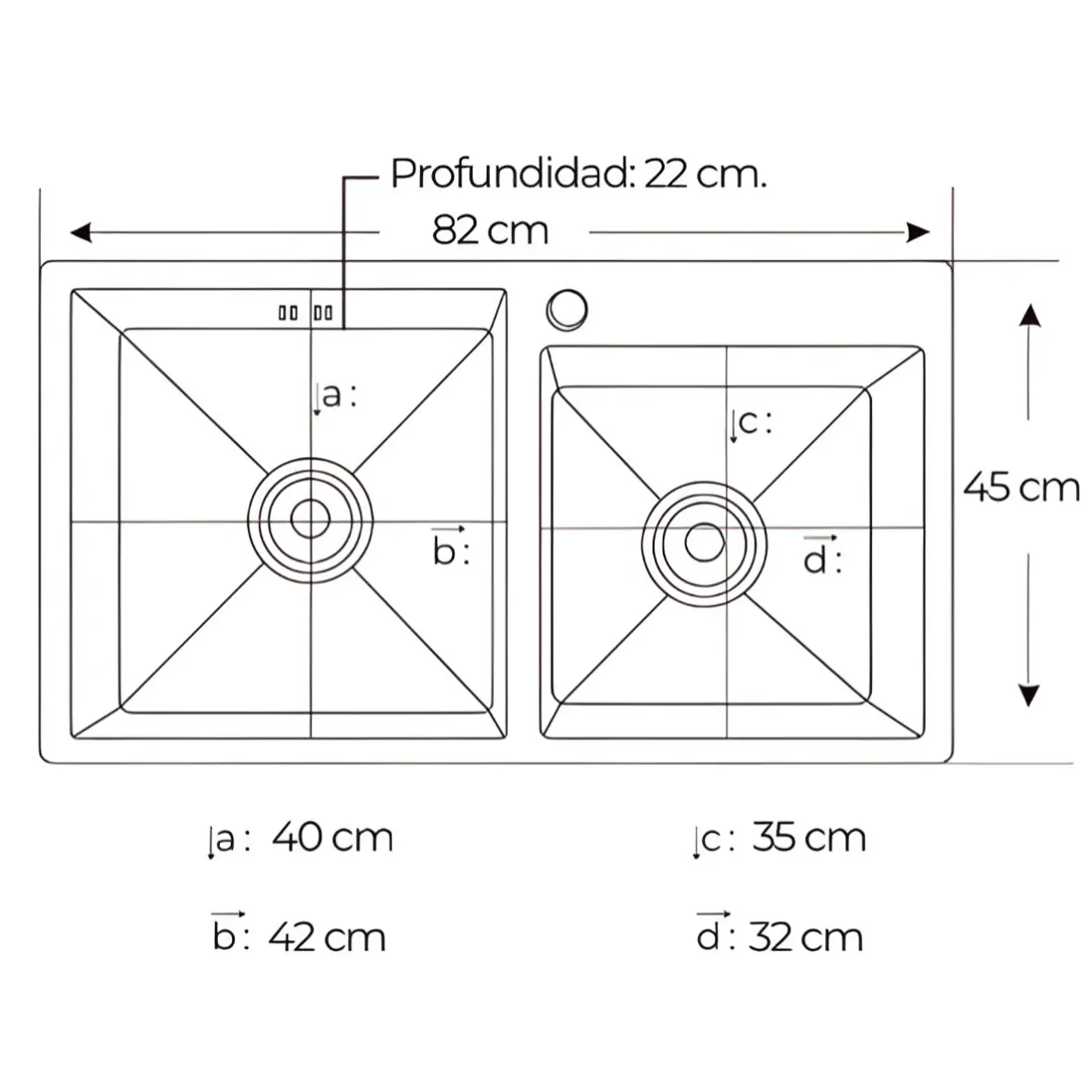 Lavadero 2 Pozas Acero Inoxidable Dorado UD07-8245 3