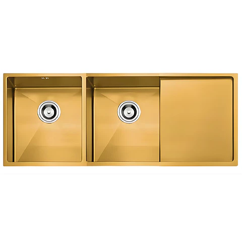 Lavadero 2 Pozas con Escurridor Acero Inoxidable Dorado ULD07-12050