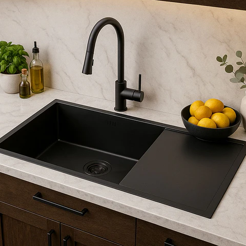 Lavadero 1 Poza con Escurridor Acero Inoxidable Negro ULS01-10050