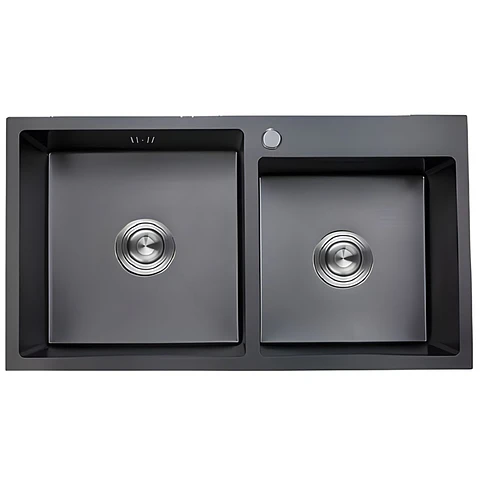 Lavadero 2 Pozas Acero Inoxidable Negro
